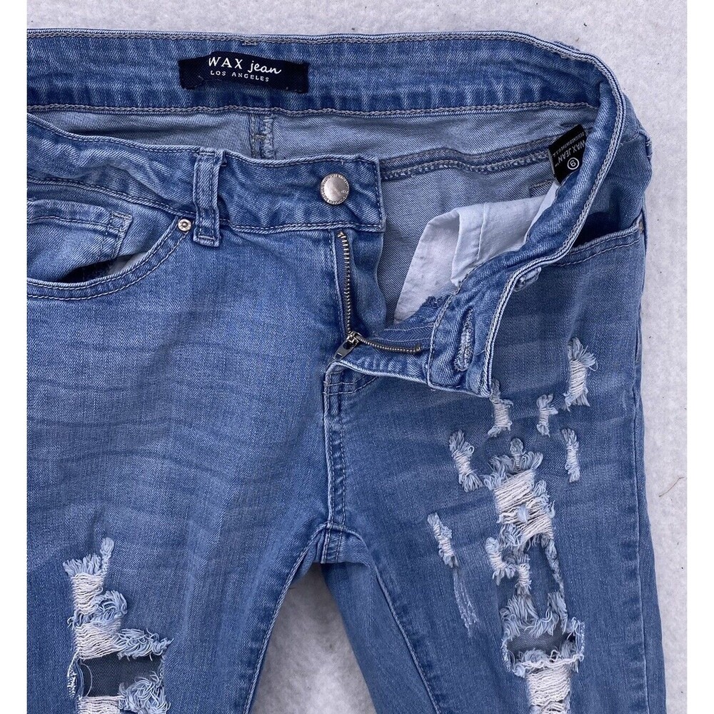 WAX Jean Los Angeles Distressed Skinny Jeans Women 9 Measures 28x27 Rip Shredded - Picture 6 of 11